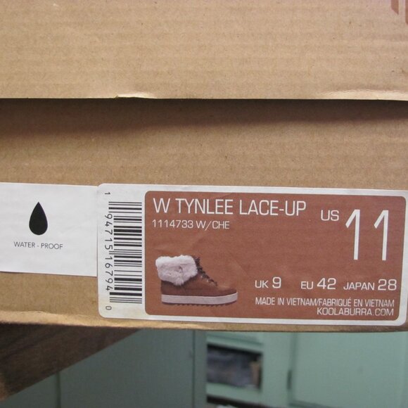 KOOLABURRA UGG WOMEN’S LACE-UP TYNLEE BOOT CHESTNUT SUEDE FAUX FUR TRIM   NEW IN - Picture 10 of 12